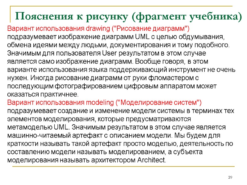 Пояснения к рисунку (фрагмент учебника) Вариант использования drawing (